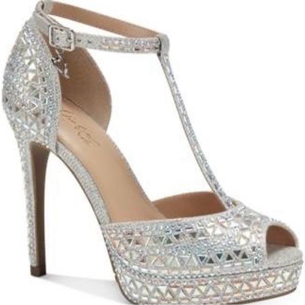 Thalia Sodi Silver Glitter Heels